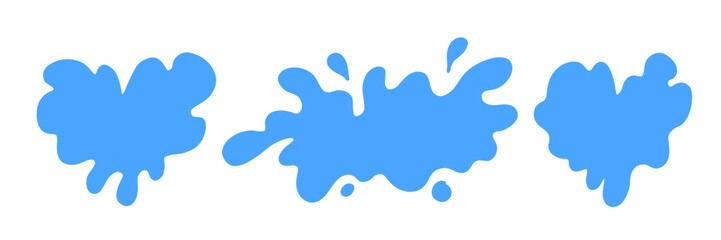 Fototapeta premium Set flat blue milk splash and blot. Isolated vector shapes on white background for logo, icon, product desig, advertising, t-shirt print