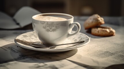 Fototapeta premium Cappuccino served in a classic porcelain cup