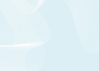 Light Blue Abstract Geometric Background. Pastel Blue Vector Background with Copy Space. Smooth Light Blue-White Layout without Text. White Wavy Lines isolated on a Pastel Blue Backdrop.