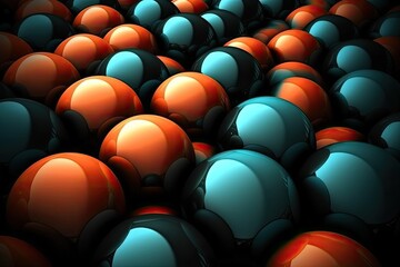 Obraz premium Colorful Collection of Balls in Orange and Blue. Generative AI