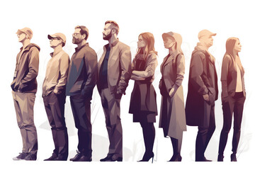 Obraz premium Exploring the Culture and Psychology of waiting in Line AI Generated