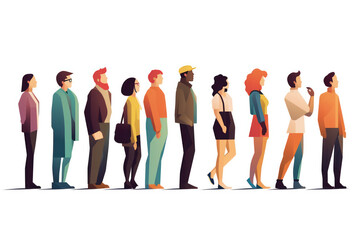 Fototapeta premium Exploring the Culture and Psychology of waiting in Line AI Generated
