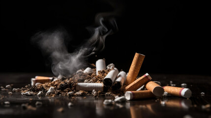 Stop smoking background with broken cigarettes, Generative Ai