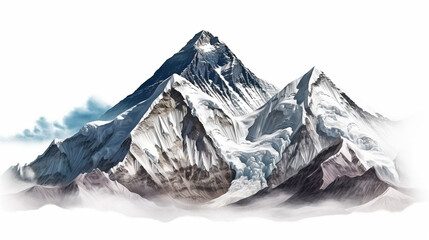 Mount Everest isolated on white background. Generative AI - obrazy, fototapety, plakaty