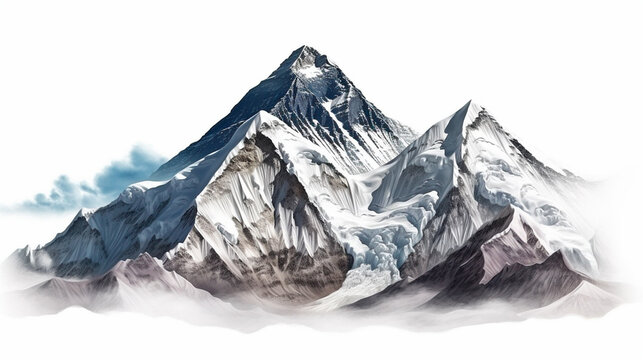 Mount Everest isolated on white background. Generative AI