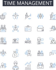 Time management line icons collection. Recreation, Relaxation, Entertainment, Adventure, Experiences, Hobbies, Fun vector and linear illustration. Travel,Outdoor,Activities outline signs Generative AI