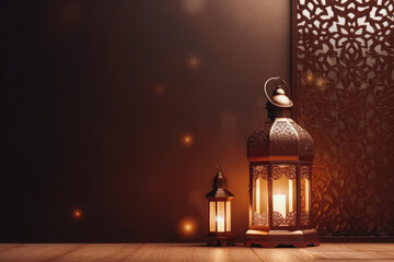 Fototapeta premium Islamic greeting eid mubarak cards for muslim holidays. Celebrating muslim religious holidays and traditions. Generative AI