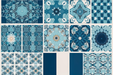 Islamic seamless pattern with arabic and islamic ornaments. Blue arabic islamic pattern. Generative AI