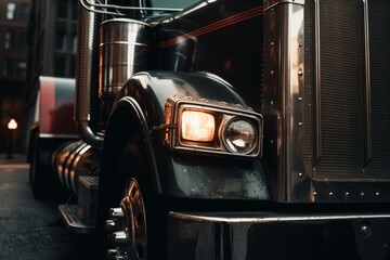 View of American truck from a different angle. Generative AI