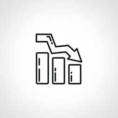 Fototapeta premium bar chart line icon. falling graph outline icon.