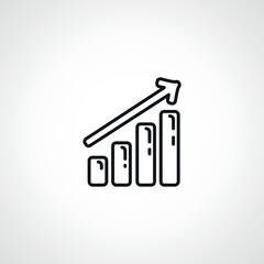bar chart line icon. growing graph outline icon.