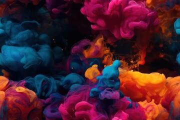 Fototapeta premium abstract background or wallpaper.Rainbow colors Ink in water.Generative AI