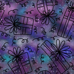 Festive gift box seamless present pattern for wrapping paper and fabrics and linens and kids clothes print