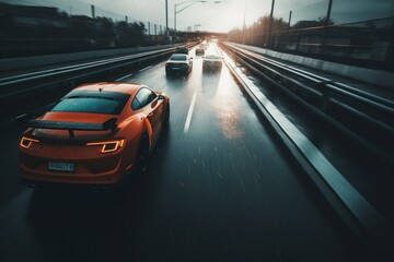 Fototapeta na wymiar A speedy auto racing over the highway. Generative AI