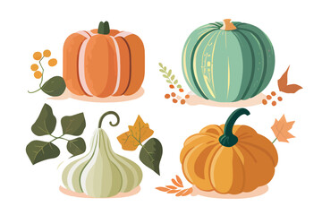 Flat halloween pumpkin collection series vector illustration