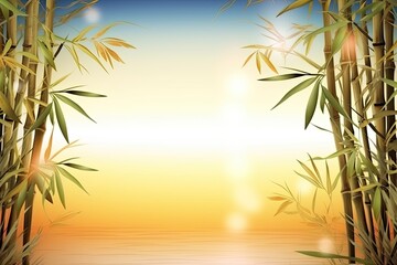 serene bamboo forest at sunset. Generative AI