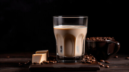 Glass of coffee with milk. Generative AI