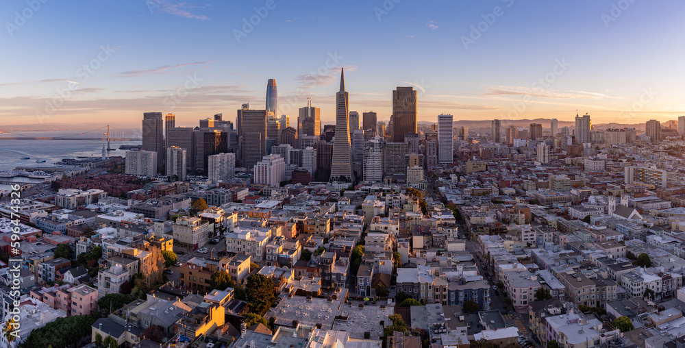 Wall mural Downtown San Francisco at Sunset