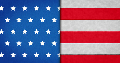 Naklejka premium Composition of white stars and red stripes on blue and white background