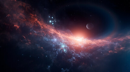 Obraz na płótnie Canvas Space nebula night gallaxy illustration. Cosmos universe astronomy. Generative AI