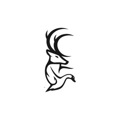 hunting Deer and Duck minimalist logo design