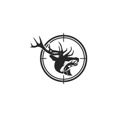 hunting Deer and fish minimalist logo design