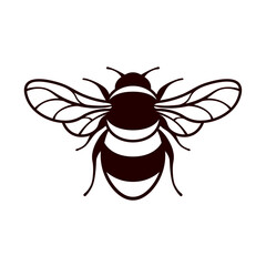 Honey bee black and white icon. Clipart image isolated on white background