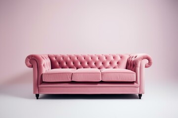 A pink sofa on a white background. Generative AI