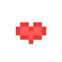 Simple pixel heart icon. Clipart image isolated on white background