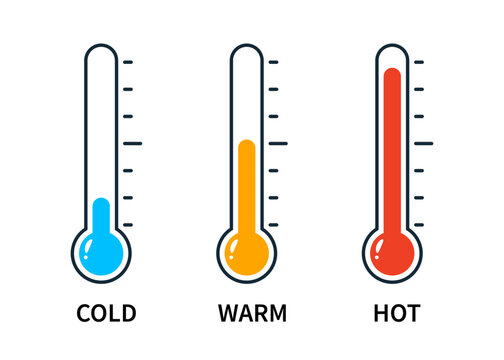 Cold Warm Hot Thermometer icon. Clipart image isolated on white background