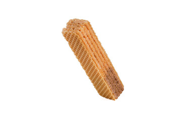 wafer filled with chocolate biscuit sweet junk food isolated on white background with space for text
