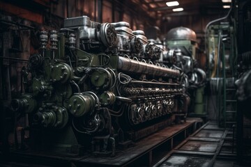 Naklejka na ściany i meble Illustration of factory engines. Generative AI
