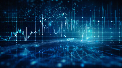 A blurry and beautiful pattern of financial indicators and graphs - obrazy, fototapety, plakaty