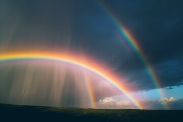 The arcs weather background depicts clouds, rain, and a rainbow. Generative AI
