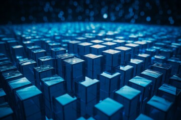 Translucent blue cubes arranged to form a 3D tech background. Generative AI
