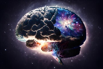 Explosive Brilliance: A Galactic Brain Ignited with Cosmic Power