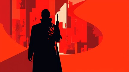 Picture a sleek, minimalist design featuring a silhouette of a secret agent, cloaked in shadow and armed with only a briefcase and a sense of purpose.