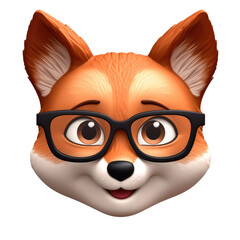 Obraz premium Memoji fox on transparent background. PNG, ai