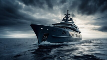 Fototapeta premium Luxury yacht in the sea. Generative AI.