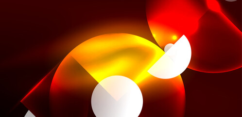 Neon light glowing circles vector abstract background