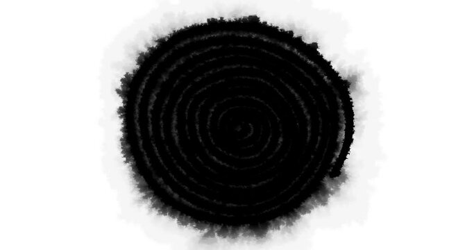 Ink wash stroke growing in a spiral from the center. Animated ink effect. Luma mask transition. Composite video element.