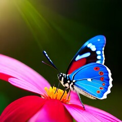 Obraz premium Borboleta azul na flor