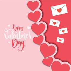 Colored valentine day poster with heart shapes and letters Vector