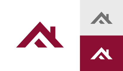 Letter F initial with house roof  logo design