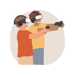 Joystick game isolated cartoon vector illustration. Hanging out, teenage friends meeting, virtual reality, communication and socialization, gaming controllers, augmented reality vector cartoon.