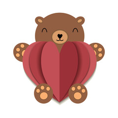 Isolated cute bear holding a heart shape Vector