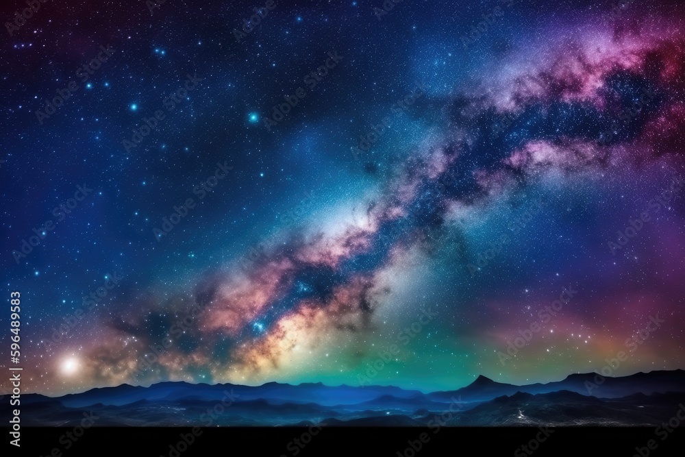 Wall mural breathtaking view of the Milky Way galaxy and a starry night sky. Generative AI