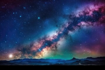 breathtaking view of the Milky Way galaxy and a starry night sky. Generative AI
