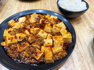 Spicy sichuan mapo tofu. Chinese food