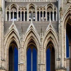 Naklejka premium 8 A High Gothic-style cathedral with pointed arches and intricate stone carvings2, Generative AI